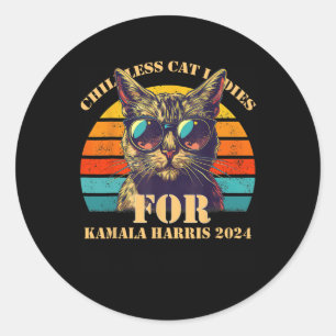 Sticker Rond Chats Dames vintages Pour Enfants Pour Kamala Harr