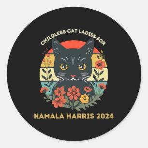Sticker Rond Chats Dames vintages Pour Enfants Pour Kamala Harr