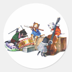 Sticker Rond Chats de jazz