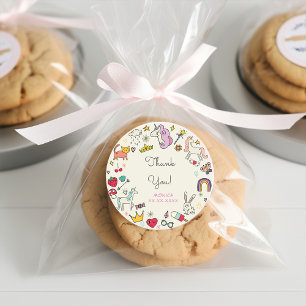 Sticker Rond Chats de jour magique lapins licornes anniversaire