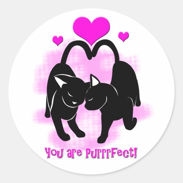 Sticker Rond Chats de la Saint-Valentin (Devant)