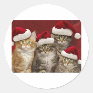 Sticker Rond Chats de Noël