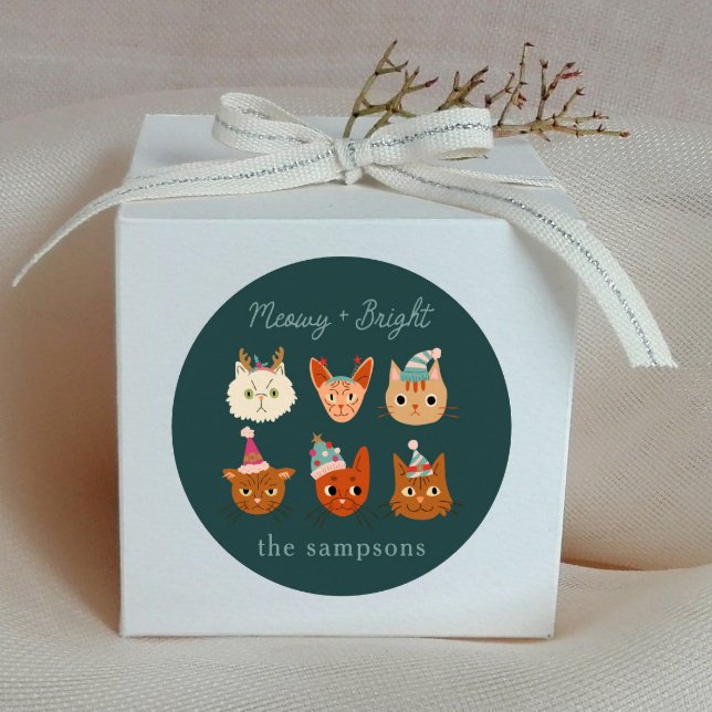Sticker Rond Chats de vacances Meowy et Bright (Créateur téléchargé)
