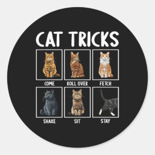 Sticker Rond Chats Drôle Chat Tricks