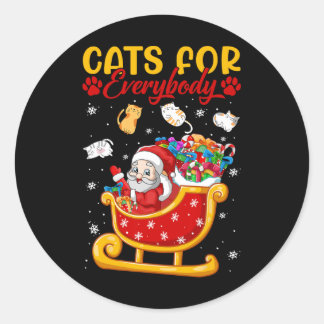 Sticker Rond Chats Drôle Pour Tout Le Monde Père Noël Sleigh Jo