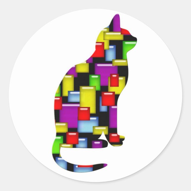 Sticker Rond chats en mosaïque (Devant)
