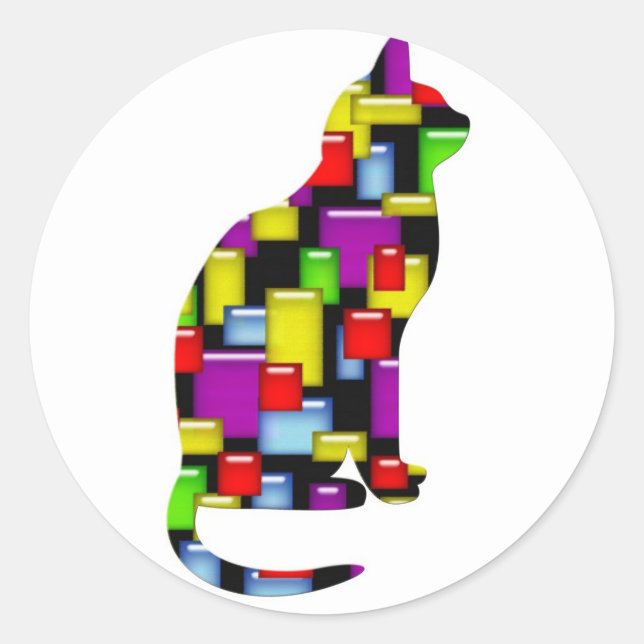 Sticker Rond chats en mosaïque (Devant)