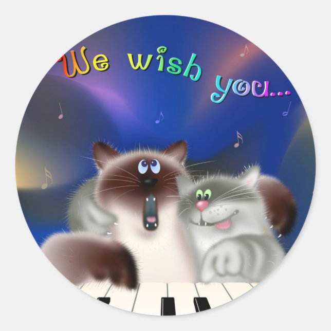 Sticker Rond Chats en piano (Devant)