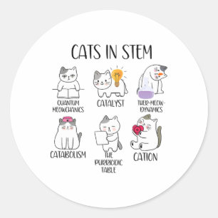 Sticker Rond Chats en STEM Mème scientifique drôle Nerd Chat sc