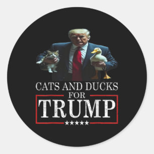 Sticker Rond Chats et canards pour Trump 2024 Chatons et canard