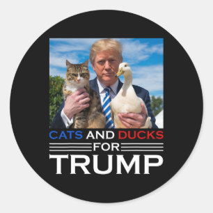 Sticker Rond Chats et canards pour Trump 2024 Chatons et canard
