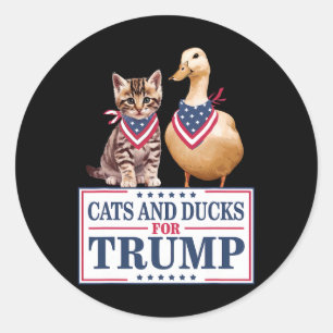 Sticker Rond Chats Et Canards Pour Trump 2024 Chatons Et Canard