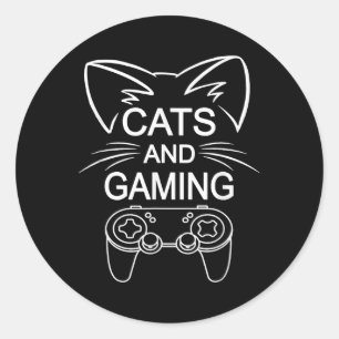 Sticker Rond Chats Et Jeu Amusant Amoureux des chats Joueur-Cad