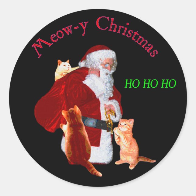 Sticker Rond Chats et Père Noël (Devant)