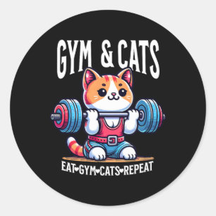 Sticker Rond Chats et travail de gym drôle de bodybuilding de c