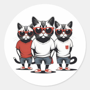 Sticker Rond Chats Gangster mignons