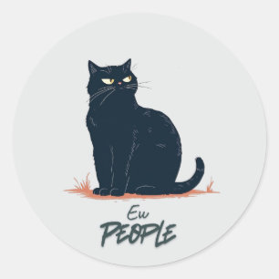 Sticker Rond Chats Introvertis Drôles Vintage Ew Personnes