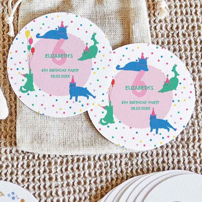 Sticker Rond Chats joueurs Anniversaire Purrfait (Créateur téléchargé)