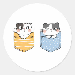 Sticker Rond Chats mignons