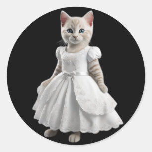 Sticker Rond chats mignons et drôles portant des vêtements