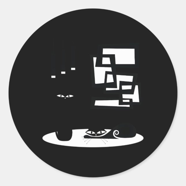 Sticker Rond Chats Modernes Du Mi Siècle Et Atomique (Devant)