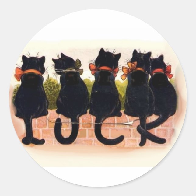 Sticker Rond Chats noirs chanceux (Devant)