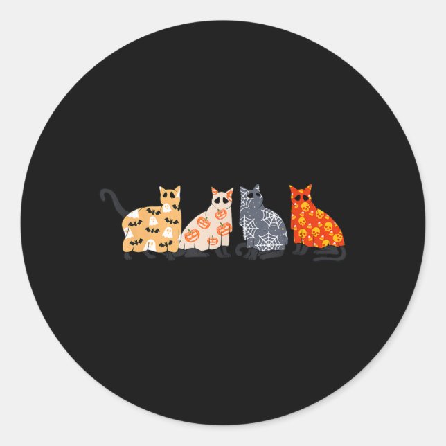 Sticker Rond Chats noirs Chatons Kitty Citrouille Effrayant Épo (Devant)
