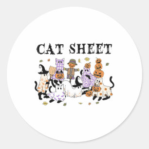 Sticker Rond Chats noirs en costume fantôme Drôle feuille de ch