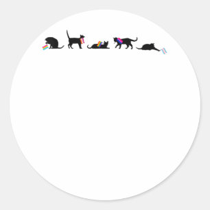 Sticker Rond Chats noirs tenant des drapeaux LGBT Soutien à la