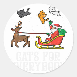 Sticker Rond Chats pour tous Noël Chat Drôle Xmas Femmes