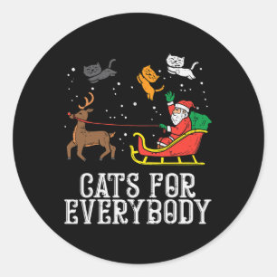 Sticker Rond Chats pour tous Noël Chat Drôle Xmas Femmes