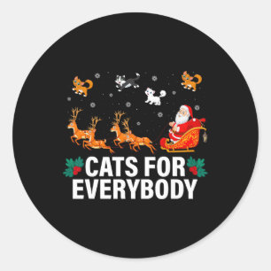 Sticker Rond Chats Pour Tous Noël Chat Fun Xmas Femmes Sa