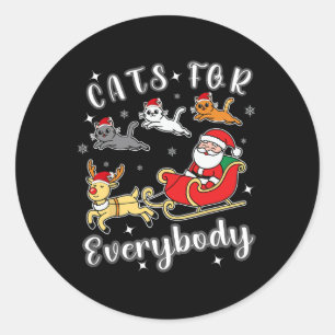 Sticker Rond Chats pour tout le monde drôle Père Noël Xmas Vête