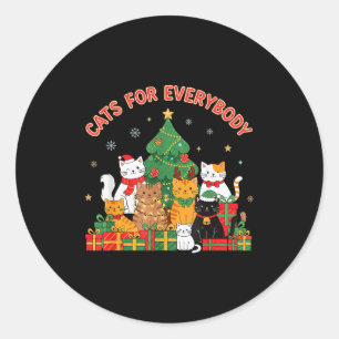 Sticker Rond Chats pour tout le monde Noël Chat drôle de Noël F
