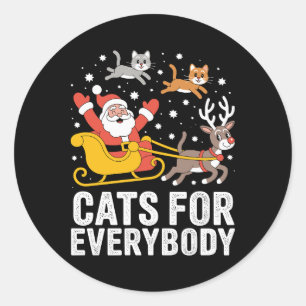 Sticker Rond Chats pour tout le monde Noël Chat Père Noël Xmas