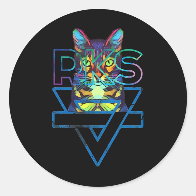 Sticker Rond Chats Rainbow Kitten Surprise Cute Chat (Devant)