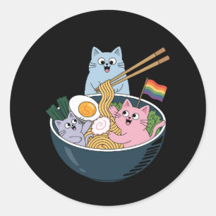 Sticker Rond Chats Ramen Arc en ciel LGBTQ Gay Lesbian Pride Al
