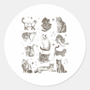 Sticker Rond Chats rétro-tatouage des années 90 vintages dans l