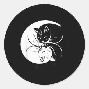 Sticker Rond Chats Yin Yang Noir Et Blanc Amoureux De Chats Zen
