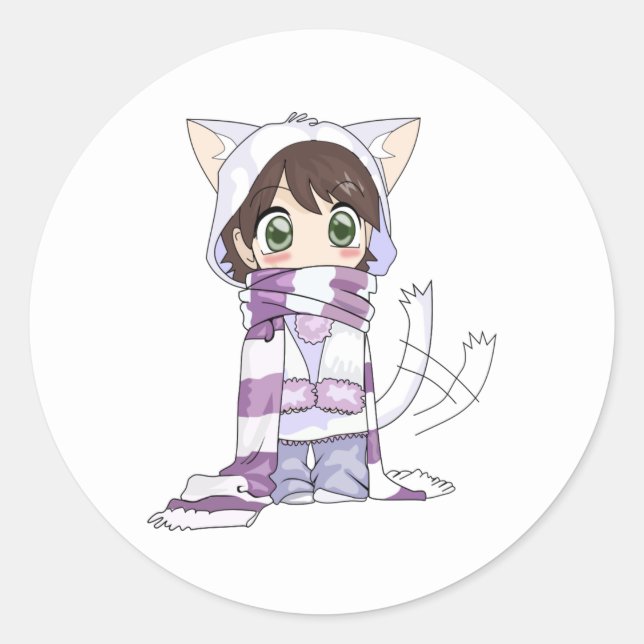 Sticker Rond chatte chatte mignonne collant fille (Devant)