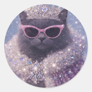 Sticker Rond Chatte Reine Glamour Portrait Fantastique Étincela
