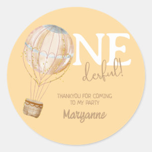 Sticker Rond Chaud Air Balloon Anniversaire de enfant Thankyou 