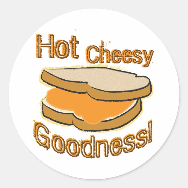 Sticker Rond Chaud Cheesy Goodale Grillé Fromage Sandwich (Devant)