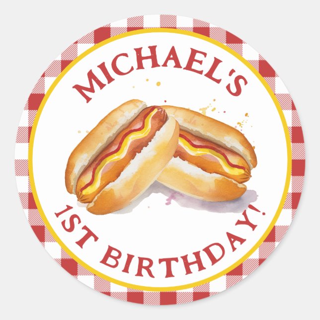 Sticker Rond Chaud Chien Stick ronde pour l'anniversaire - En v (Devant)