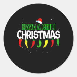 Sticker Rond Chaud Chili Pepper Design de Noël, Unisex