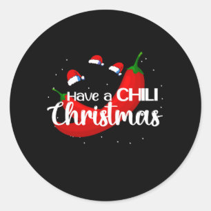 Sticker Rond Chaud Chili Pepper Design de Noël, Unisex