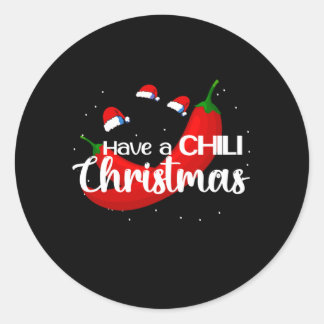 Sticker Rond Chaud Chili Pepper Design de Noël, Unisex