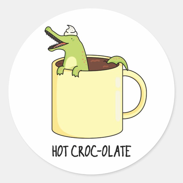 Sticker Rond Chaud Croc-colate Funny Crocodile Pun (Devant)