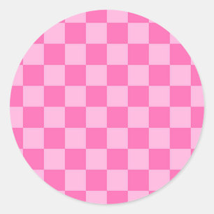Sticker Rond Chaud Pink Checkerboard