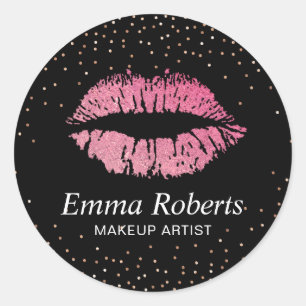 Sticker Rond Chaud Rose Lips Rose Gold Confetti Artiste maquill